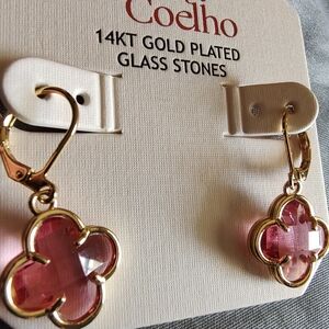 Camila Coelho Gold Plated Pink Earrings